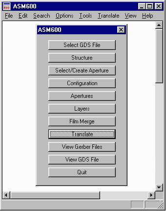 ASM 600 Main Menu