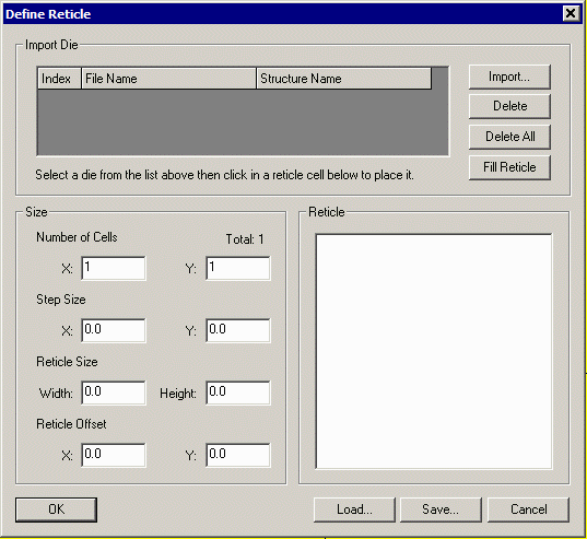 Define Reticle Dialog