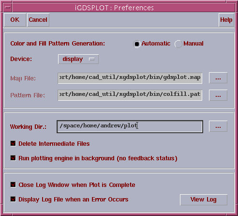 iGDSPLOT Preferences Dialog