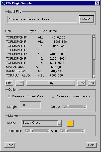 CVS Reader Dialog after loading a CSV file