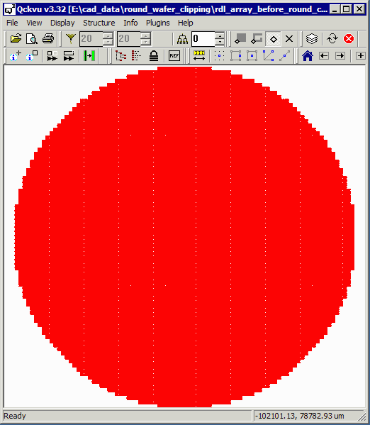 array of RDL circuits on a 200 mm wafer