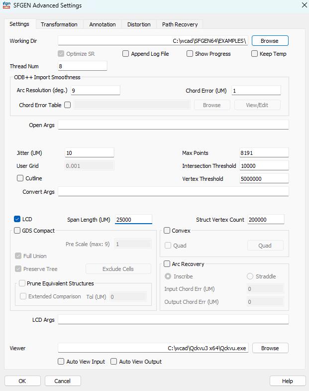 Advanced Settings Dialog - LCD Mode