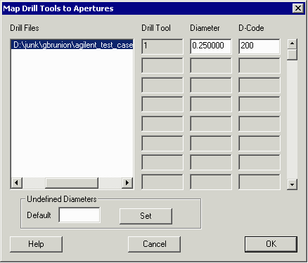 mapping drill tools to Gerber apertures