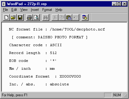 snapshot of the parameters and aperture information for our RS274D file