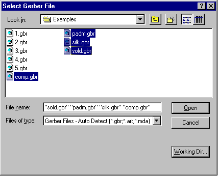 Gerber File Selection Dialog