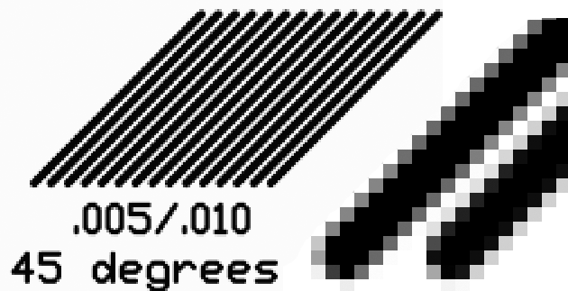 45 degree lines at 750 DPI gray