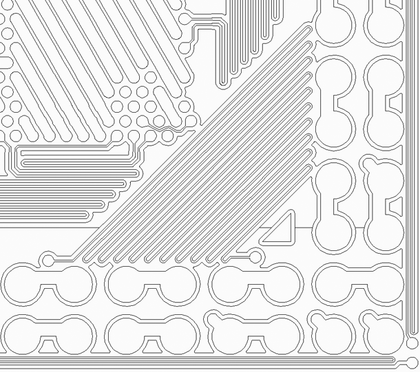 layout converted into GDSII using complex high vertex count boundaries.