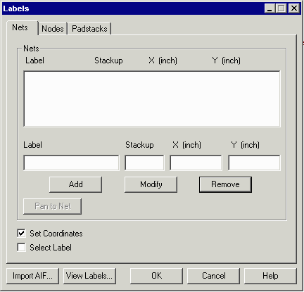 Netex-G Label Dialog Box