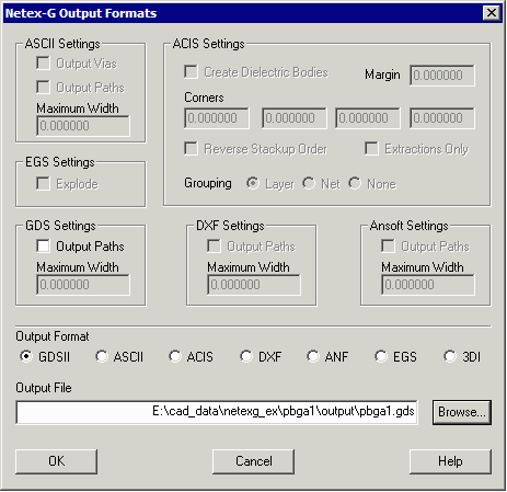 Netex-G output dialog