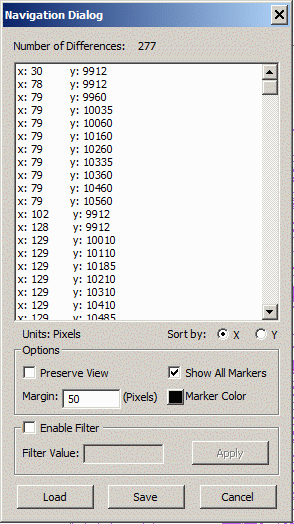 The navigation dialog for investigating XOR differences