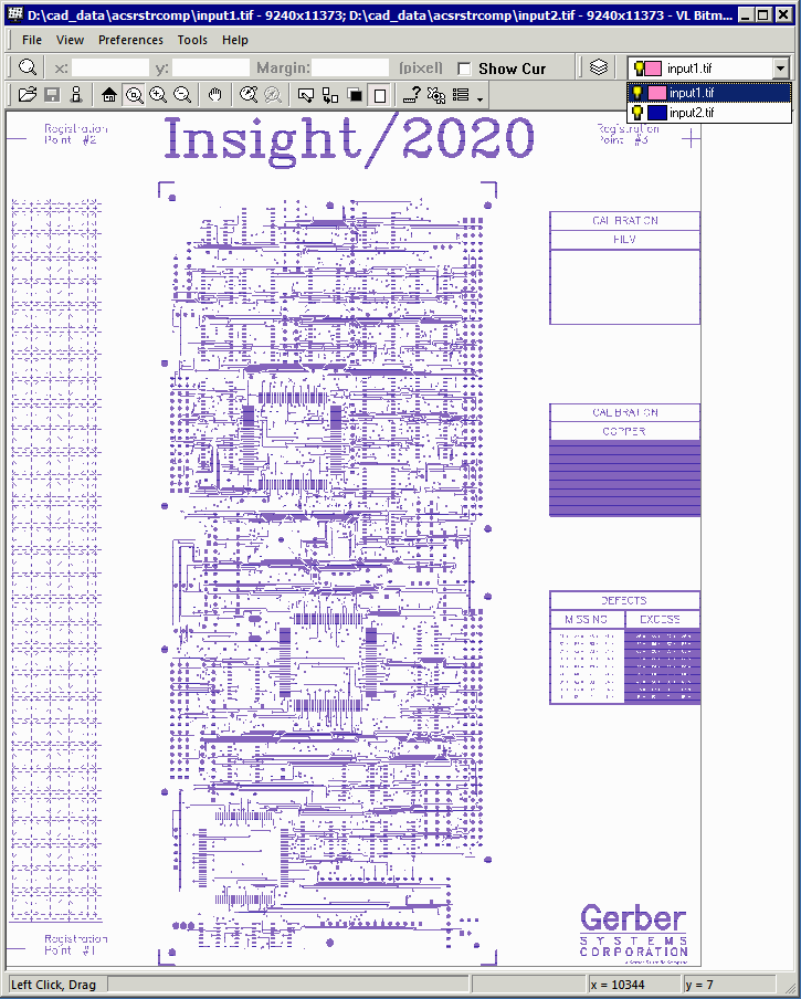 two bitmaps overlaid on each other. There are small differences but it is very hard to see on screen.