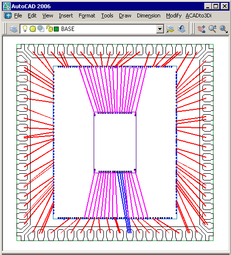 AutoCAD view of stacked die bond document.