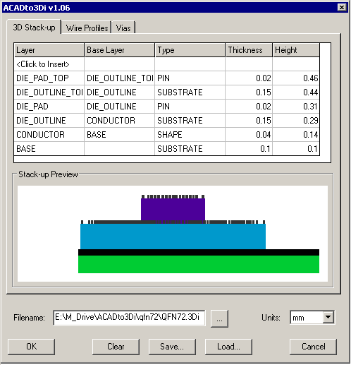 ACADto3Di Stackup Dialog (substrate only).