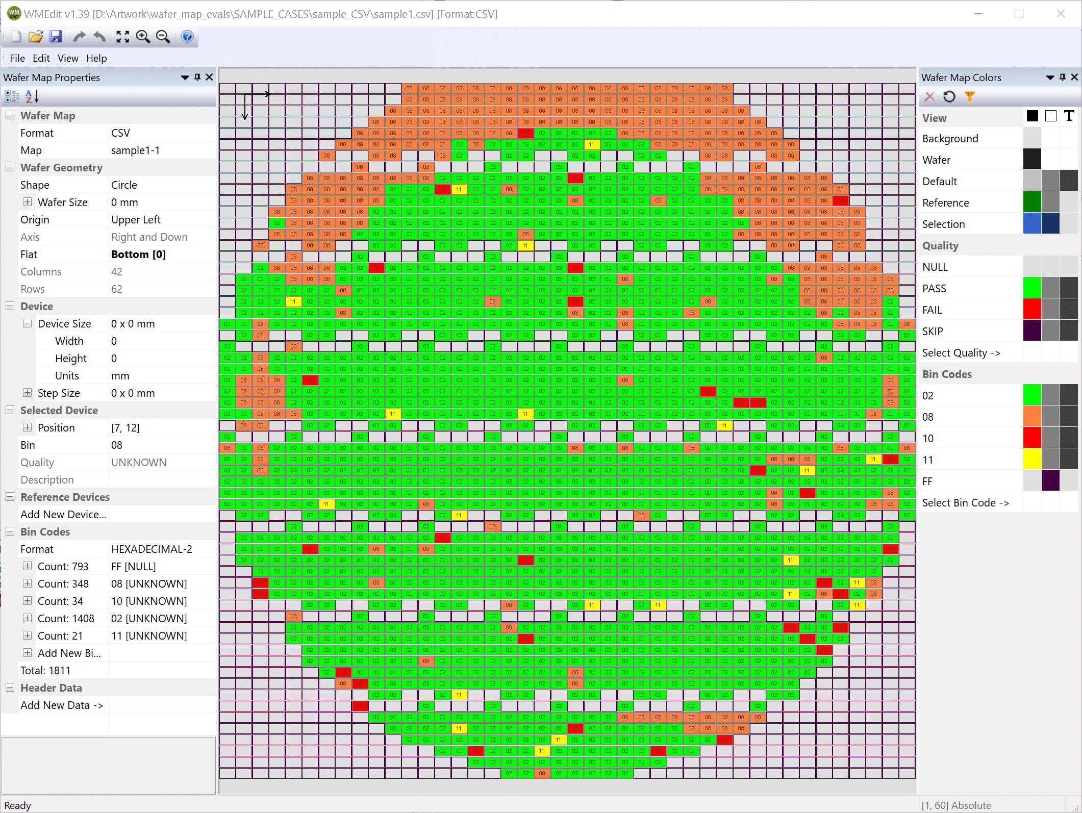 now we can import the sample1.csv file without any editing. (colors are assigned arbitrarily