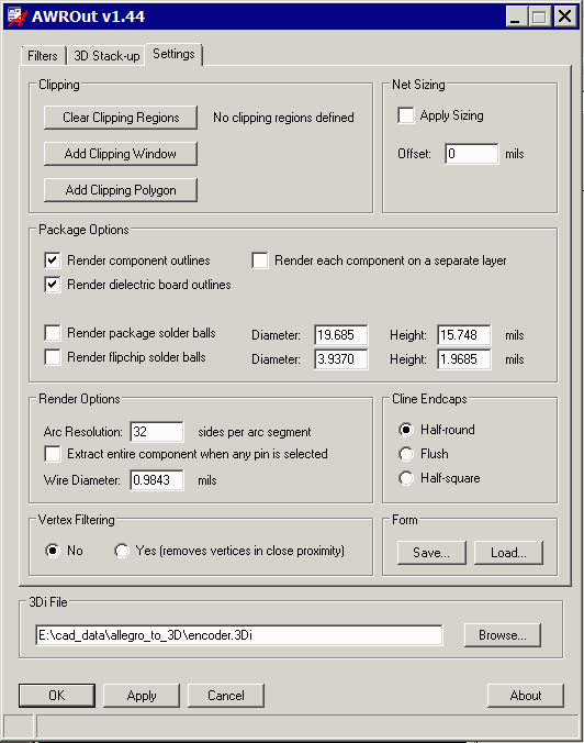 AWRout Dialog - Settings Tab