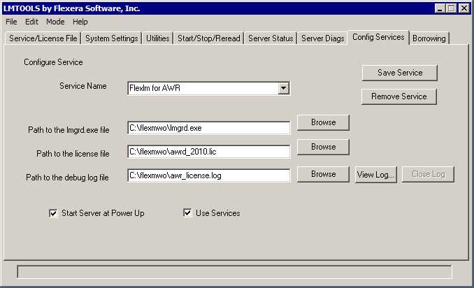 LMTOOLS server configuration dialog