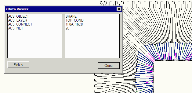 Xdata viewer shows an elements Xdata attached to it