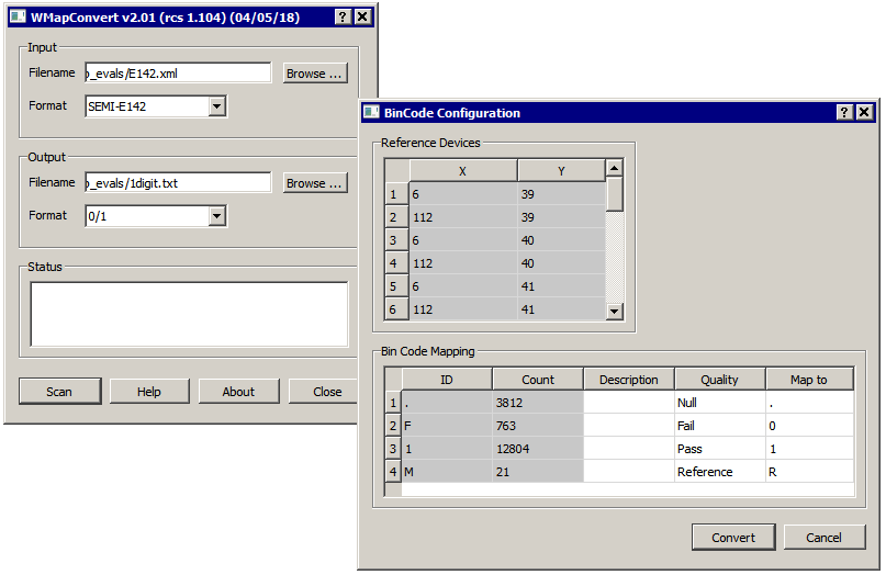 Wafermap Convert V2 main and configure dialogs