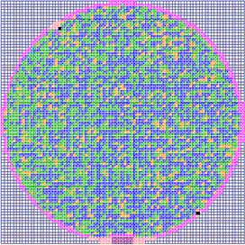 alignment targets on wafer (black)