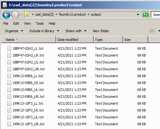 The output has a total of 12 map files. For each of the three input files 4 quadrants were created.