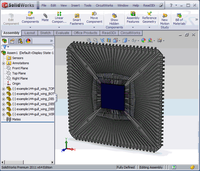 completed assembly in SolidWorks