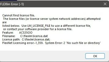 Flexnet licensing error:-1,359. System Error:2  No such file or directory