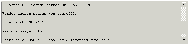 lmtools dialog box for checking server status.